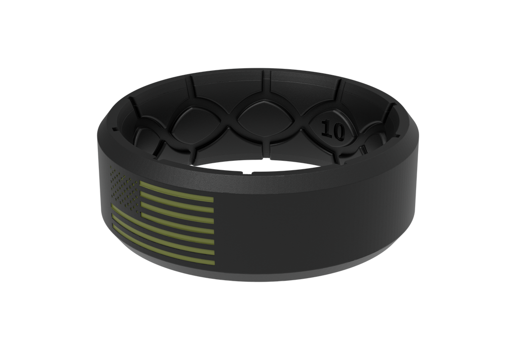 Edge Hero - America Black &amp; Moss Green Flag Ring