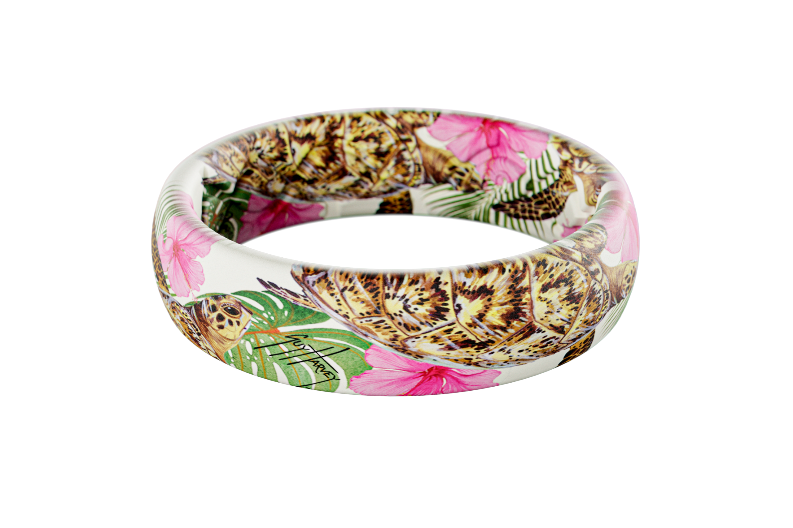Guy Harvey Pink Hibiscus Turtle Thin Ring